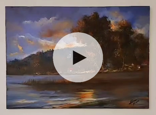 ArteDiAlina.com painting: Sunset over the hill